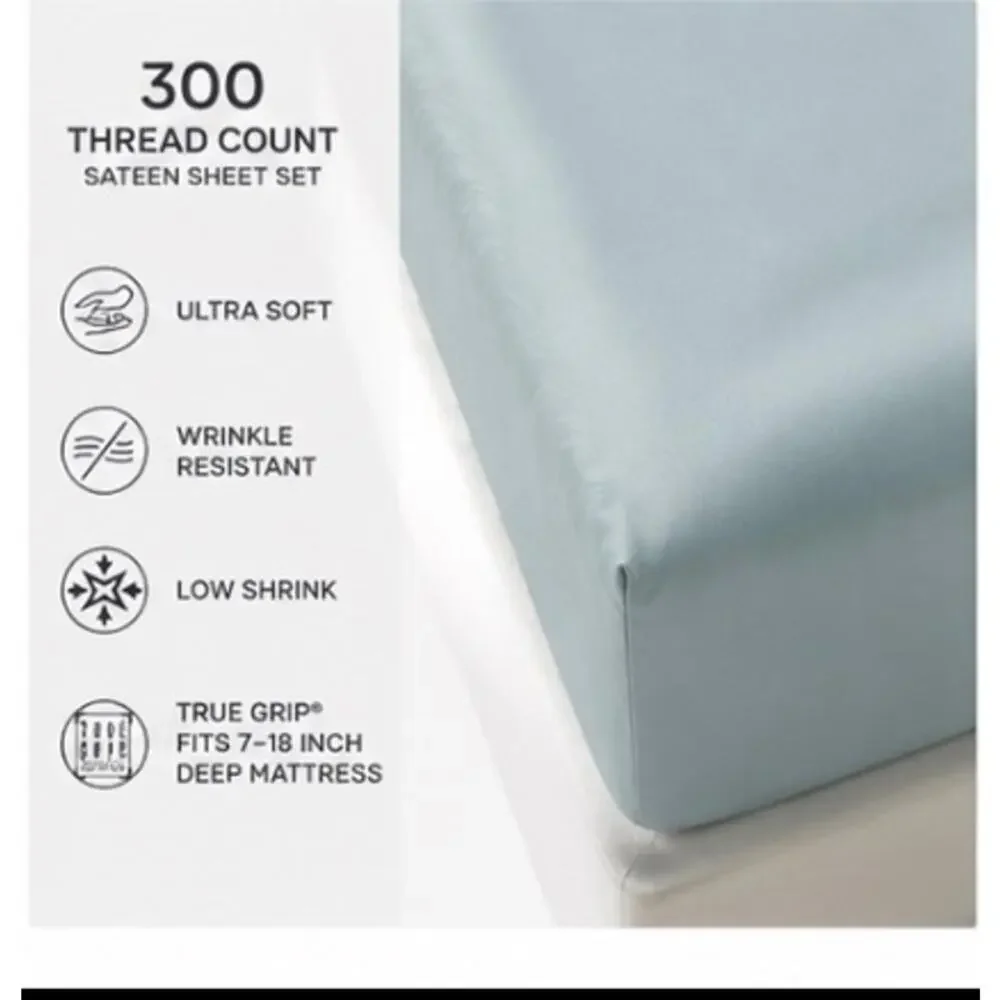 Color Sense King Sheet Set – 300 Thread Count Sateen – Teal 4-Piece Bedding Set